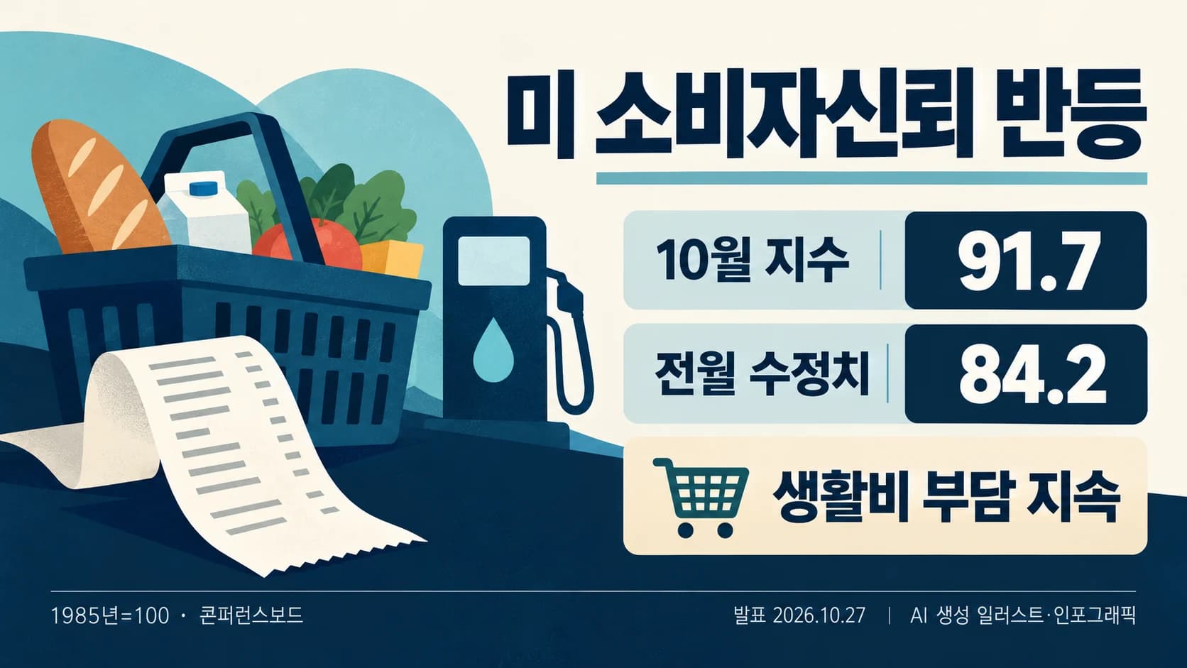 미 10월 소비자신뢰 91.7로 반등…생활비 부담은 지속