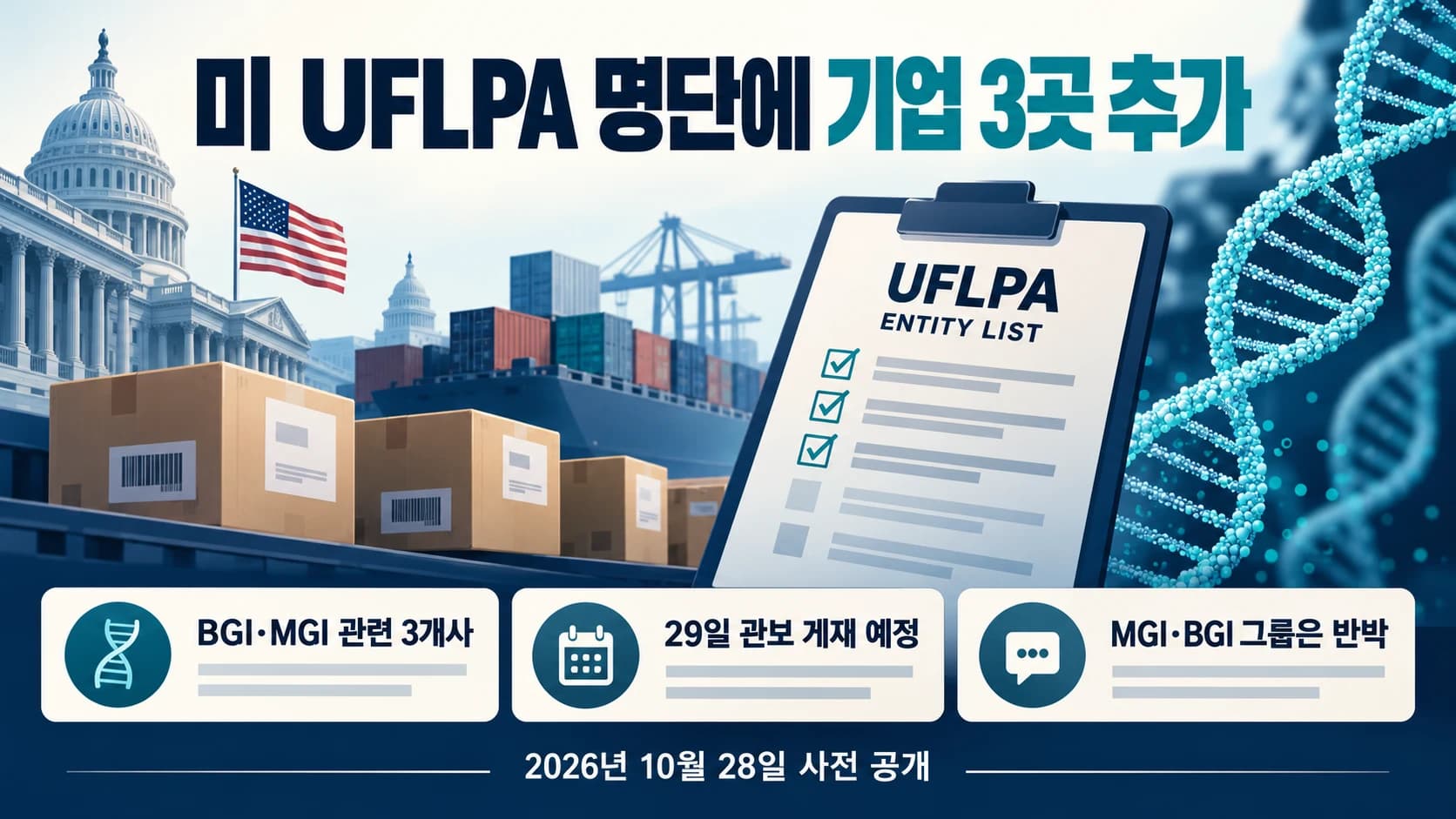 미, BGI·MGI 관련 3곳 강제노동방지 명단 추가…기업들은 반박