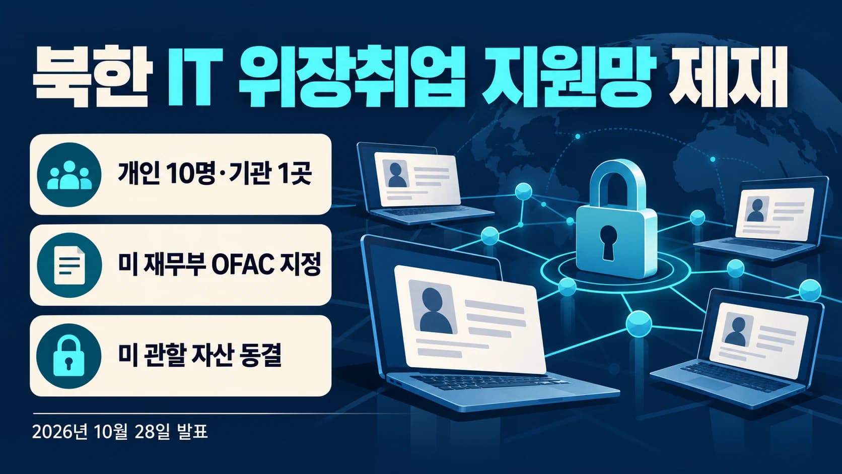 미, 북한 IT 위장취업 지원망 제재…개인 10명·기관 1곳 지정
