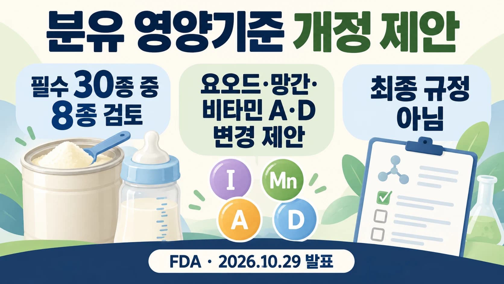 FDA, 분유 필수영양소 30종 중 8종 기준 검토…비타민·요오드 등 개정 제안