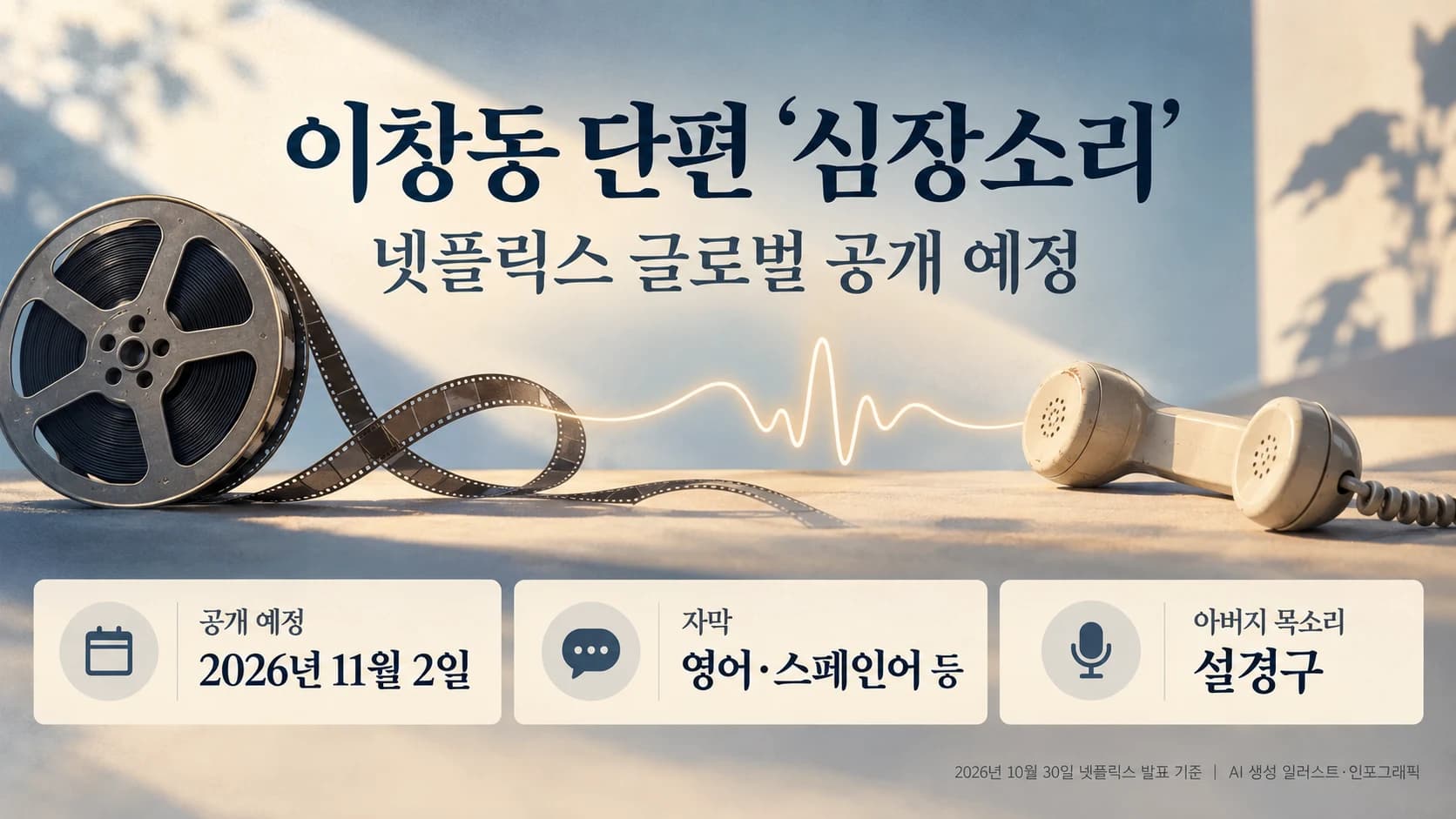이창동 단편 ‘심장소리’, 11월 2일 넷플릭스 전 세계 공개