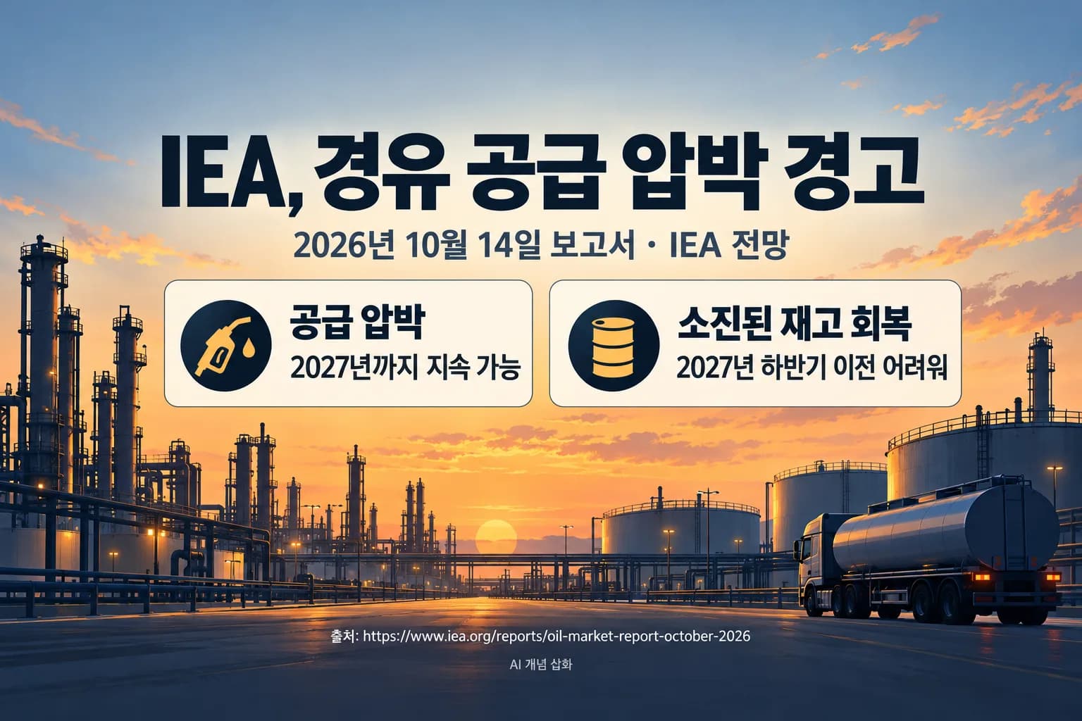 IEA “경유 공급 압박 2027년까지”…원유 회복에도 생활비 부담 우려