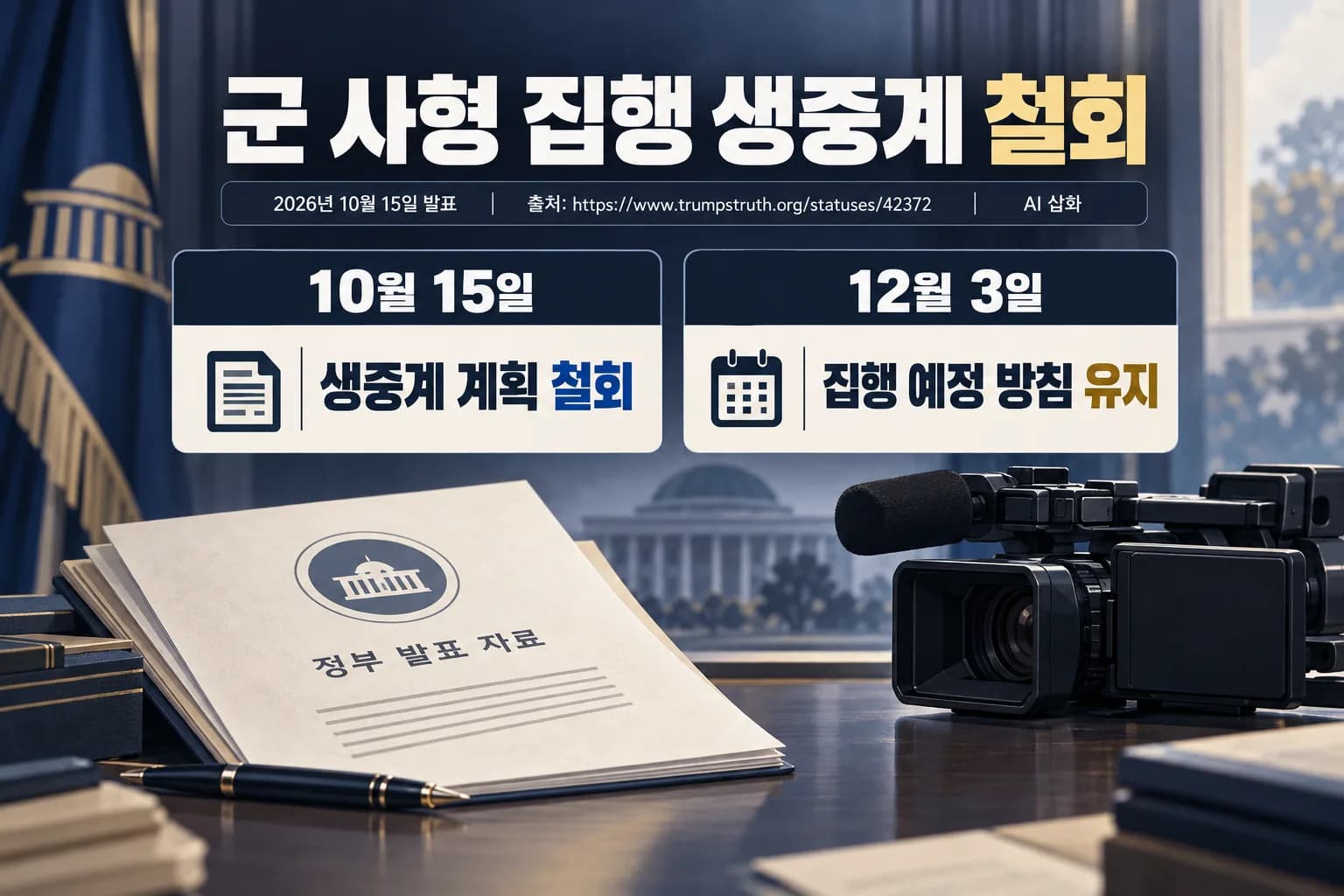 트럼프, 포트후드 총격범 사형 생중계 철회…12월 집행 계획은 유지