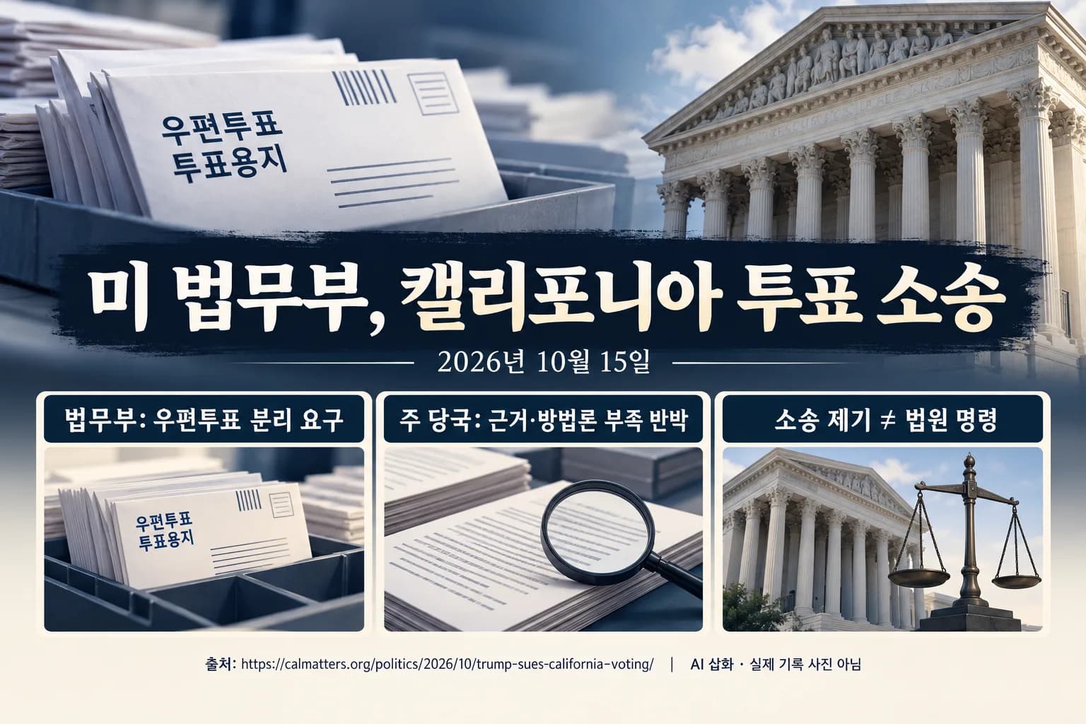 미 법무부, 캘리포니아 상대 투표 소송…‘비시민권자 의심’ 우편투표 분리 요구