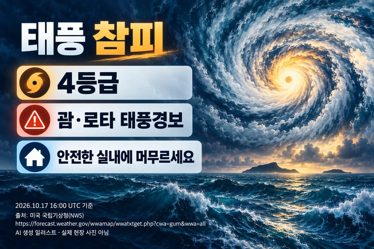 참피, 4등급 태풍으로 급격히 발달…괌 강풍·침수 경보