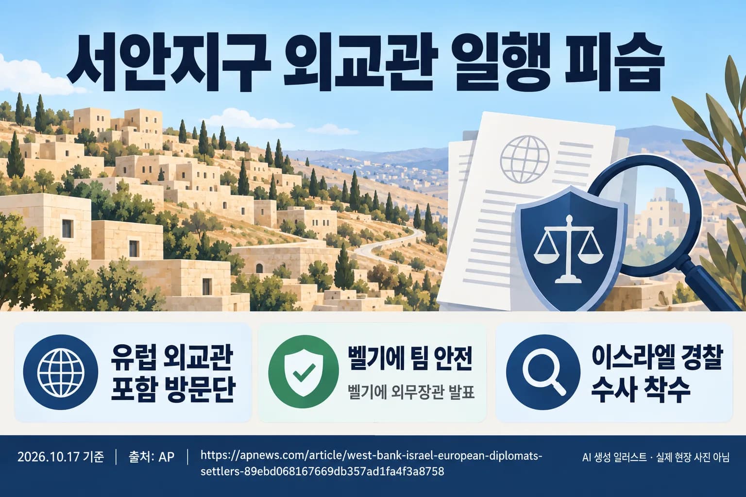 서안지구 방문 유럽 외교관 일행 피습…이스라엘 경찰 수사 착수