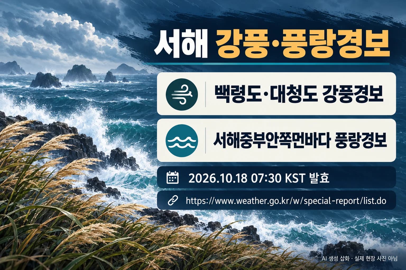 백령·대청도 강풍경보 격상…서해 먼바다도 경보, 전국 강한 비 예보