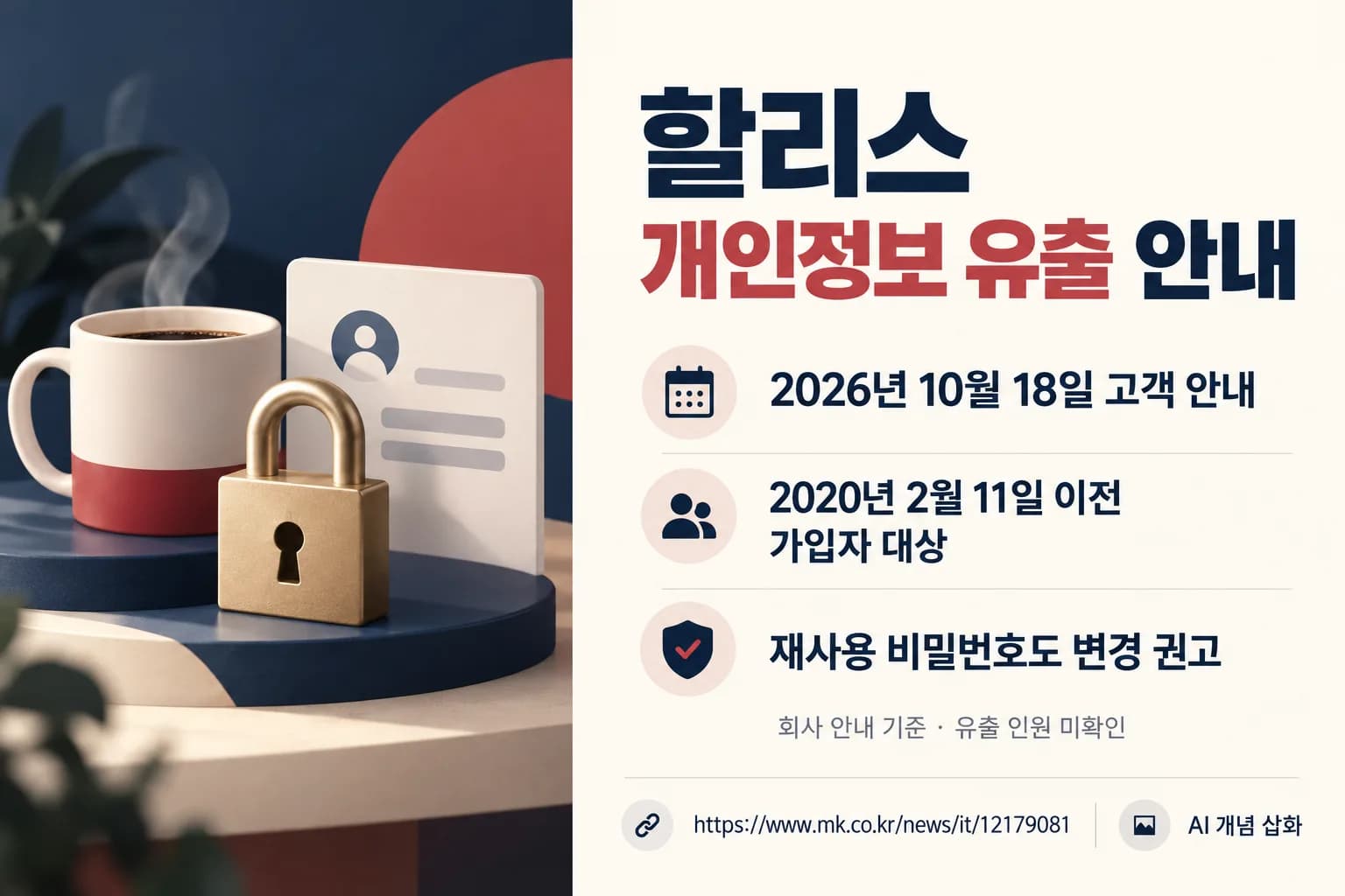 할리스, 개인정보 유출 고객에 안내…재사용 비밀번호도 변경 권고