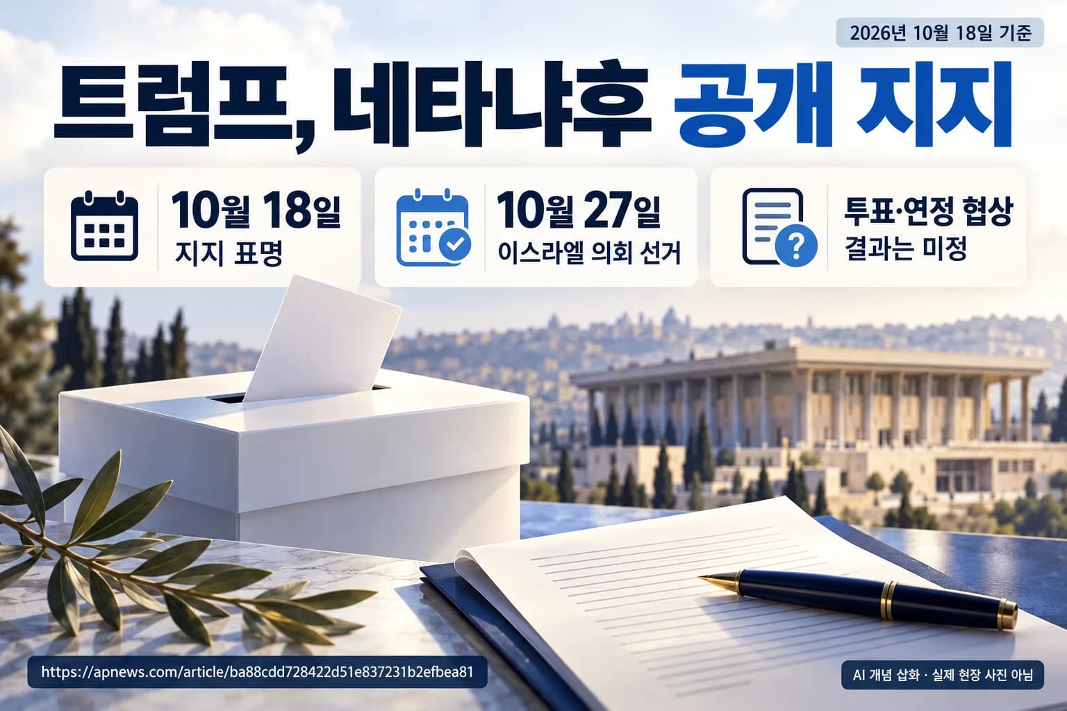 트럼프, 이스라엘 총선 아흐레 앞두고 네타냐후 지지…이란 대응 협력 강조