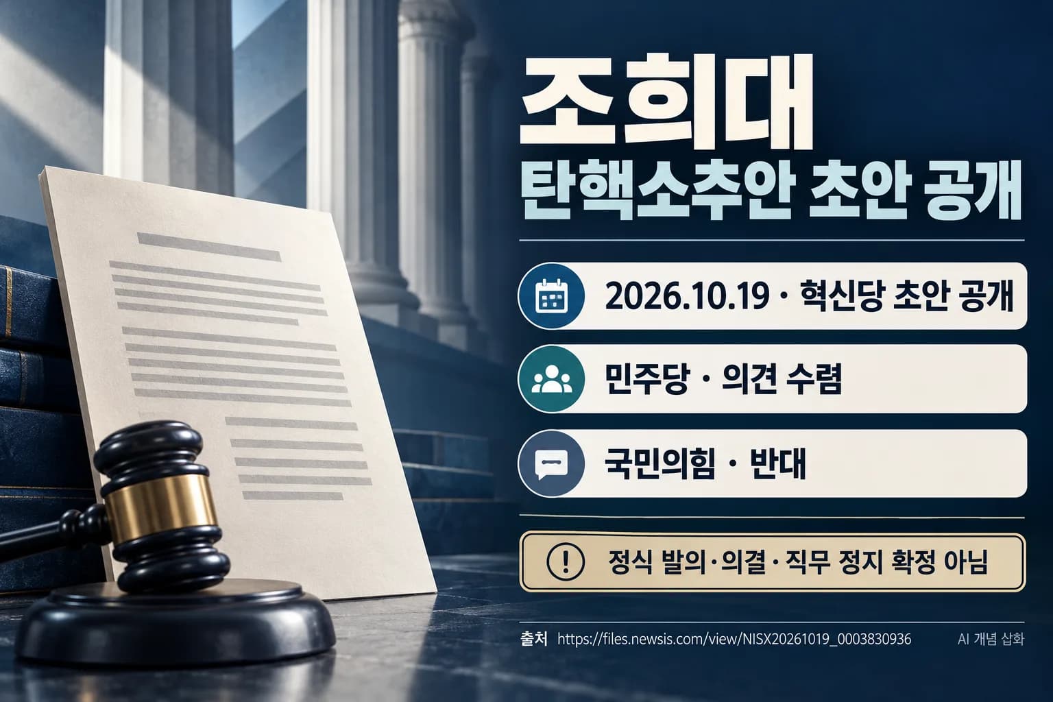 혁신당, 조희대 탄핵소추안 초안 공개…민주당은 의견 수렴