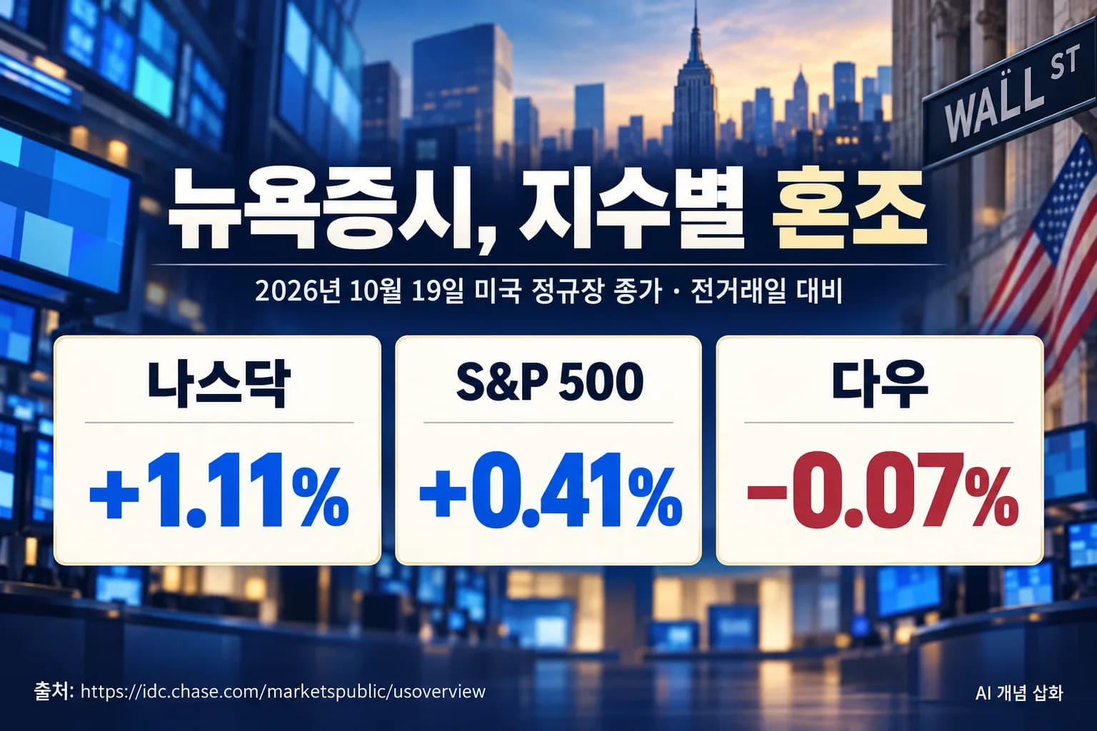 나스닥 1.11% 반등했지만 다우는 하락…미 국채 10년물 금리 5.14%
