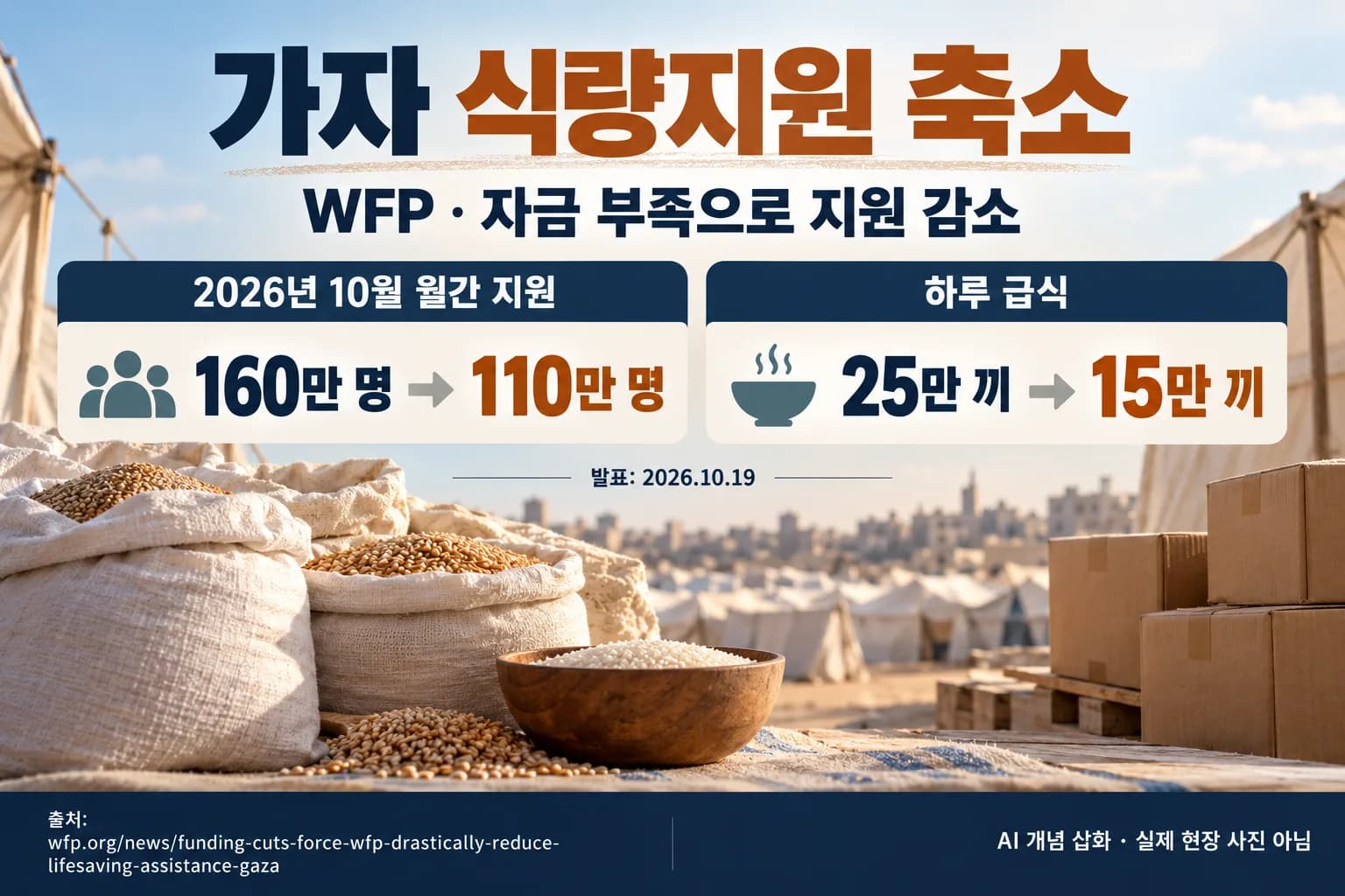 WFP, 가자 식량지원 50만명 축소…배급·급식도 줄어