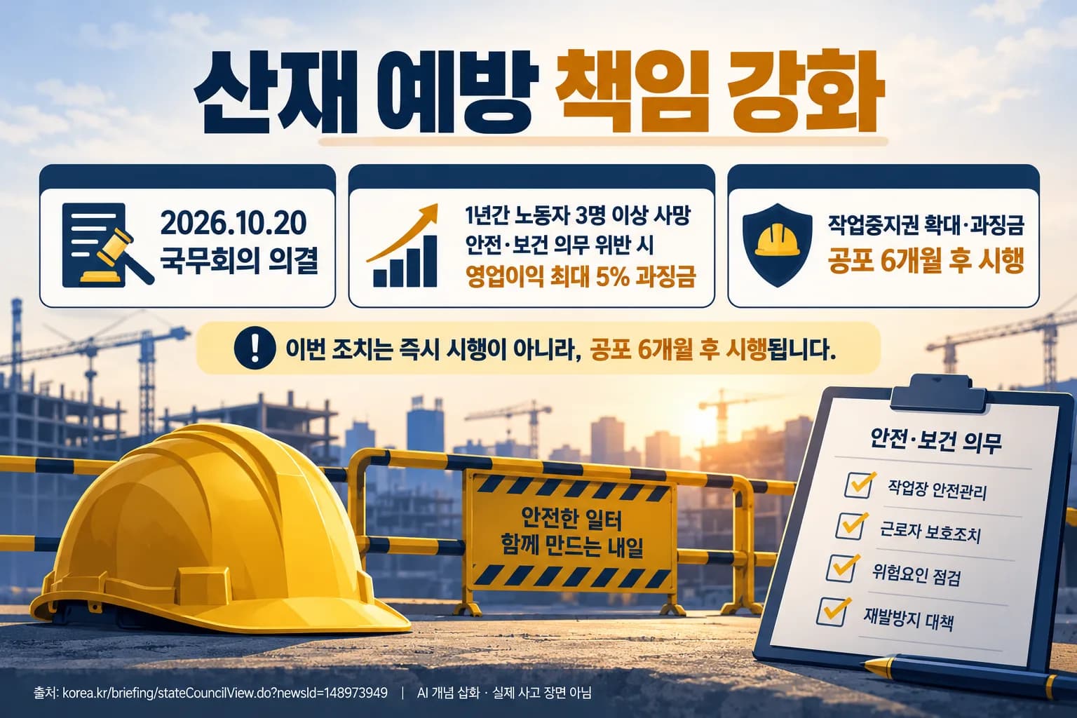 산재 사망 반복 사업장 과징금 공포안 의결…작업중지권도 확대