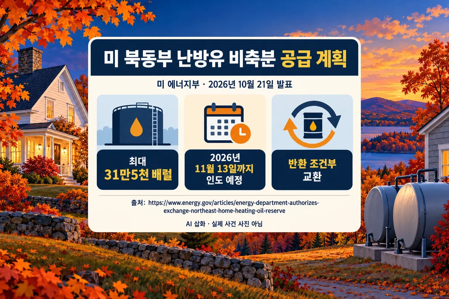 미 에너지부, 북동부 난방유 최대 31만5천 배럴 공급…반환 조건부 교환