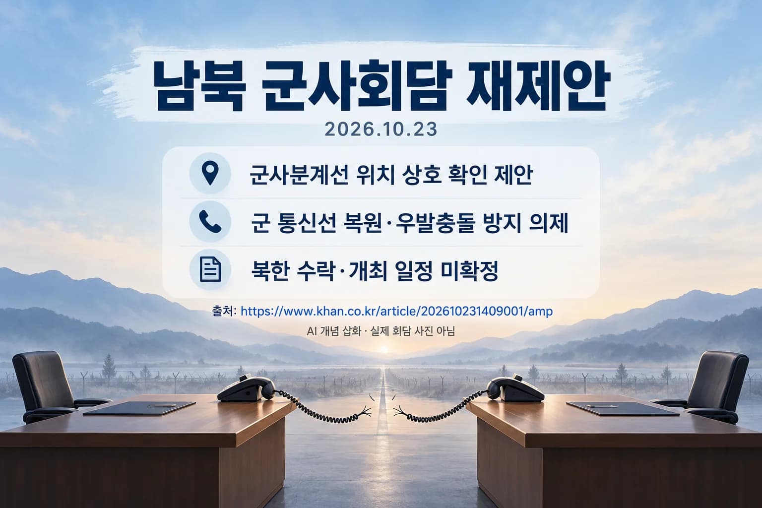 국방부, 남북 군사회담 재제안…군사분계선 확인·통신선 복원 의제로