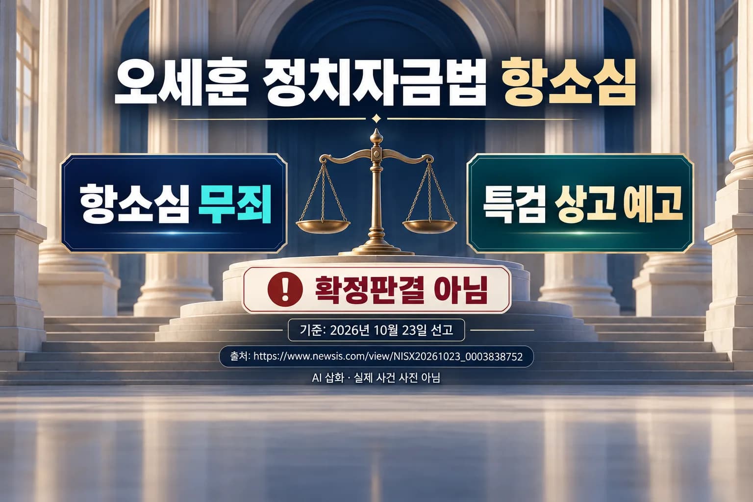 오세훈 정치자금법 항소심 무죄…특검 상고 예고, 확정판결은 아냐