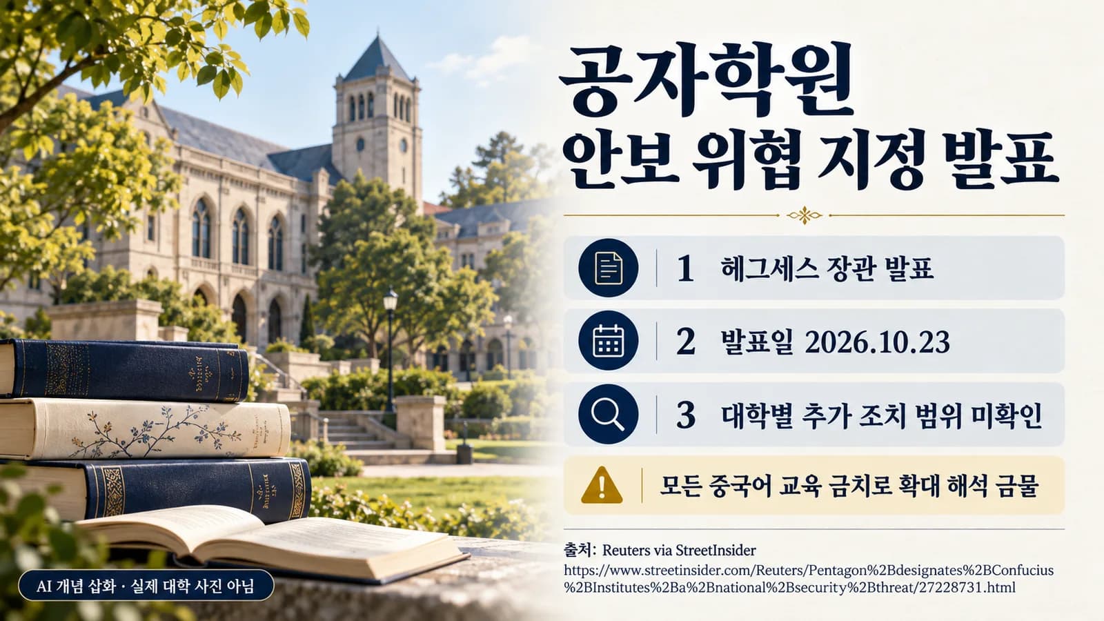 미 국방부, 공자학원 안보 위협 지정 발표…대학별 조치 범위는 미확인