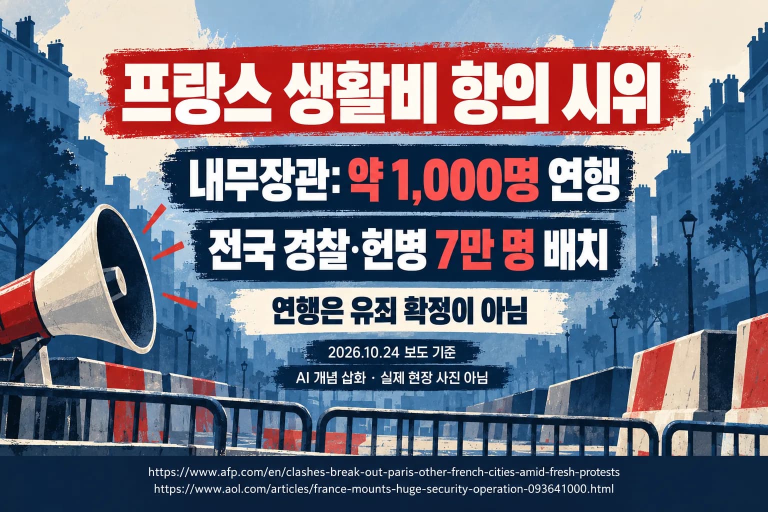 프랑스 생활비 항의 시위 뒤 곳곳 충돌…내무장관 ‘약 1천명 연행’