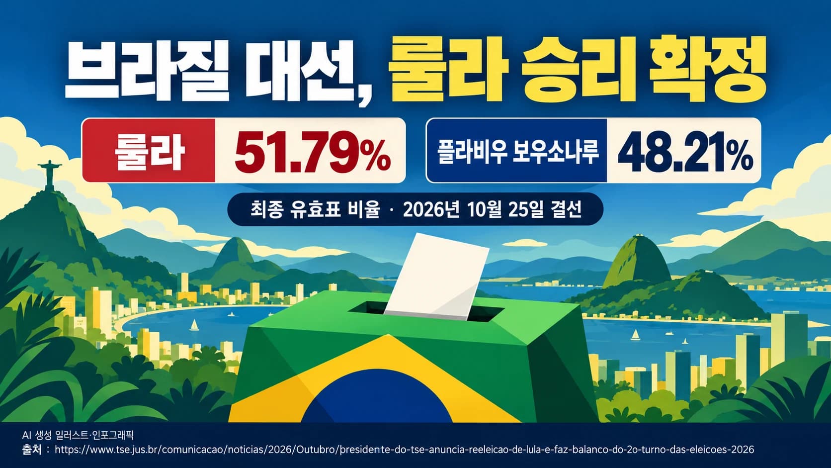 룰라, 브라질 대선 승리 확정…보우소나루는 불복 방침