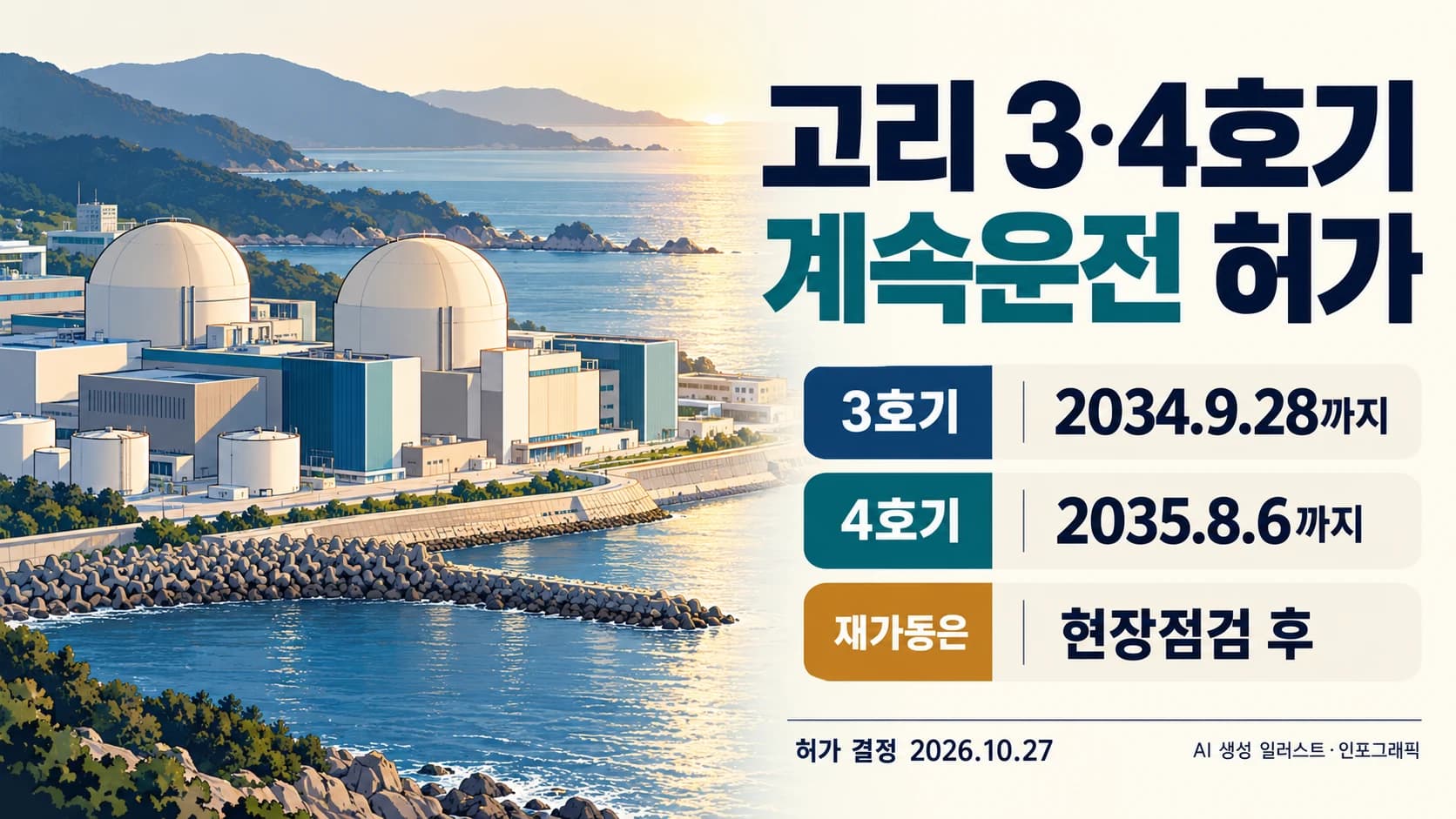고리 3·4호기 계속운전 허가…설비 개선·현장점검 뒤 재가동