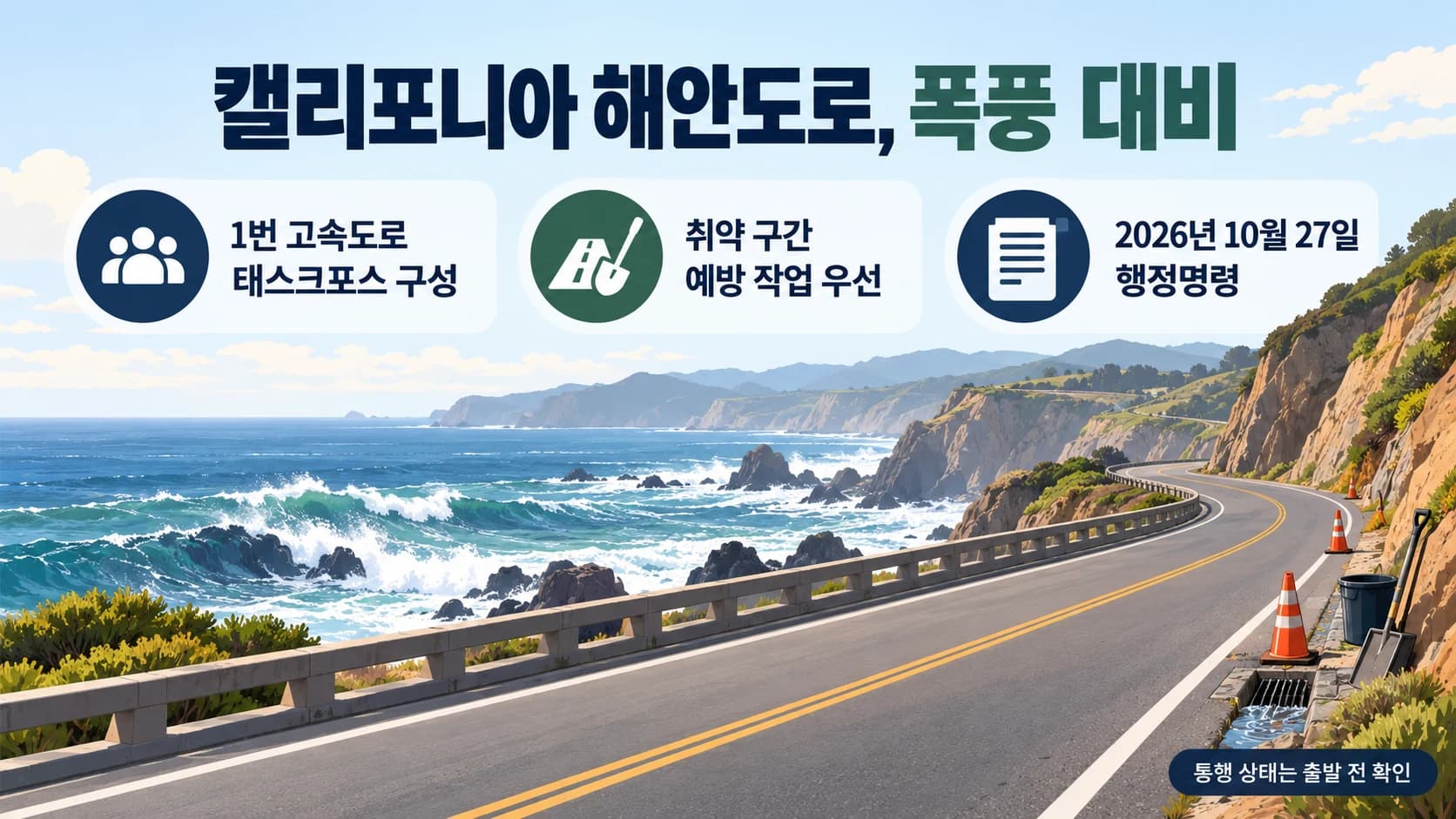 뉴섬, 1번 고속도로 폭풍 대비 행정명령…예방 공사·해안 대피로 보호