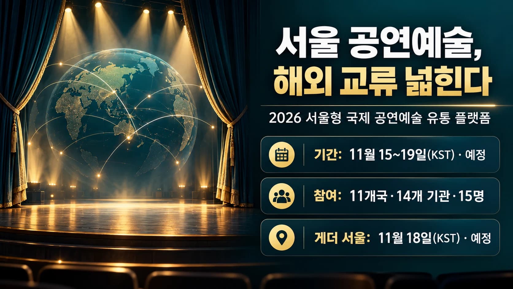 서울문화재단, 11월 공연예술 국제교류 플랫폼 첫선…11개국 15명 초청