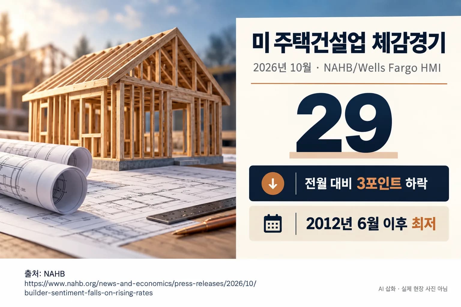미 주택건설업 체감경기 29…2012년 이후 최저