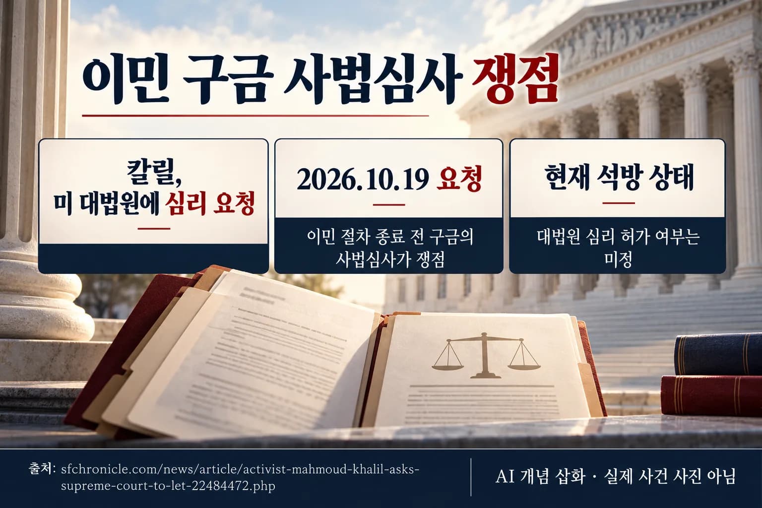 칼릴, 이민 구금 사법심사 놓고 미 대법원에 심리 요청