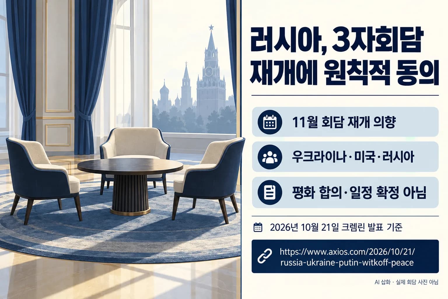 러시아, 11월 우크라이나·미국 3자회담 재개에 원칙적 동의