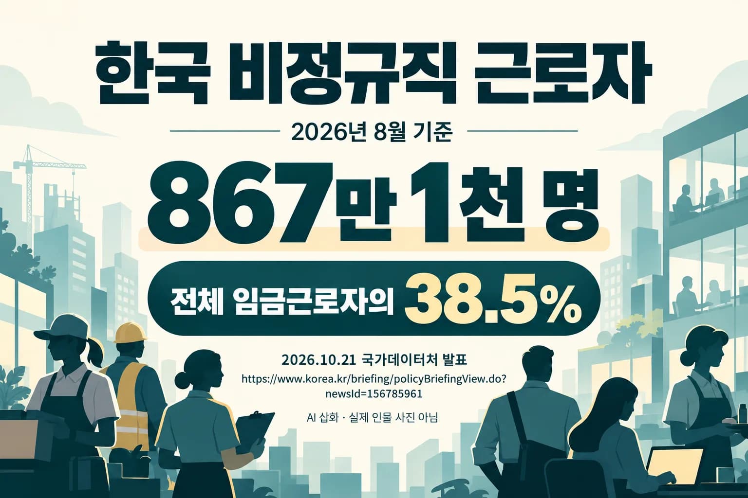 한국 비정규직 867만1천명·비중 38.5%…월평균 임금 격차 194만원