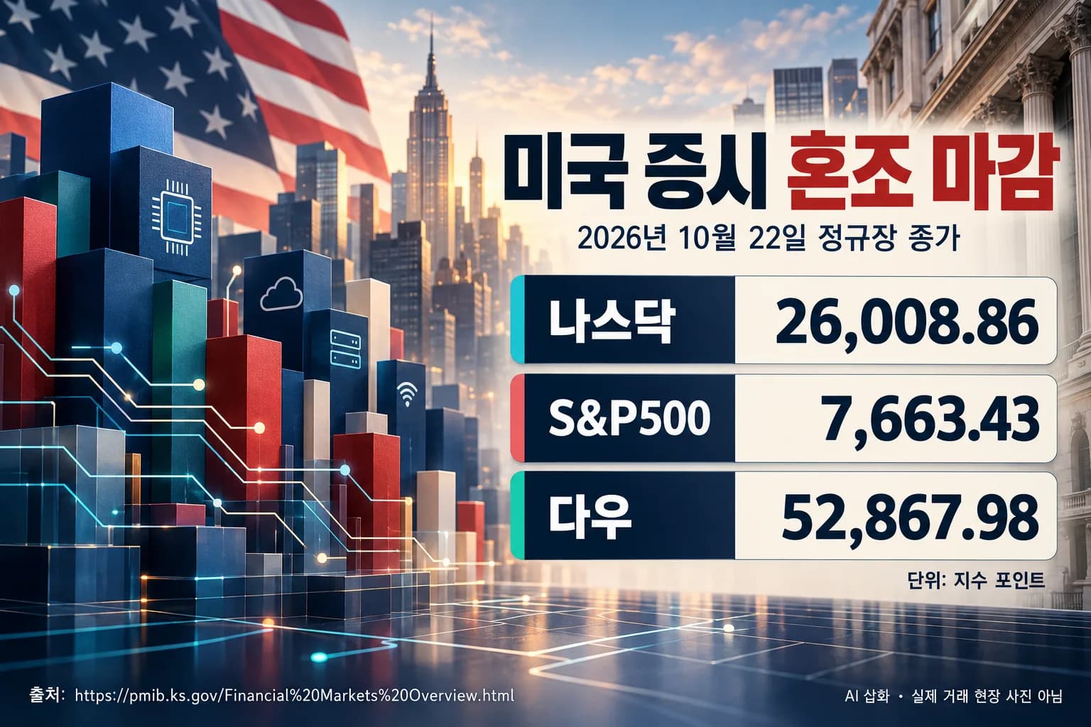 나스닥 2.6% 하락…미 기술주 약세 속 다우는 소폭 상승