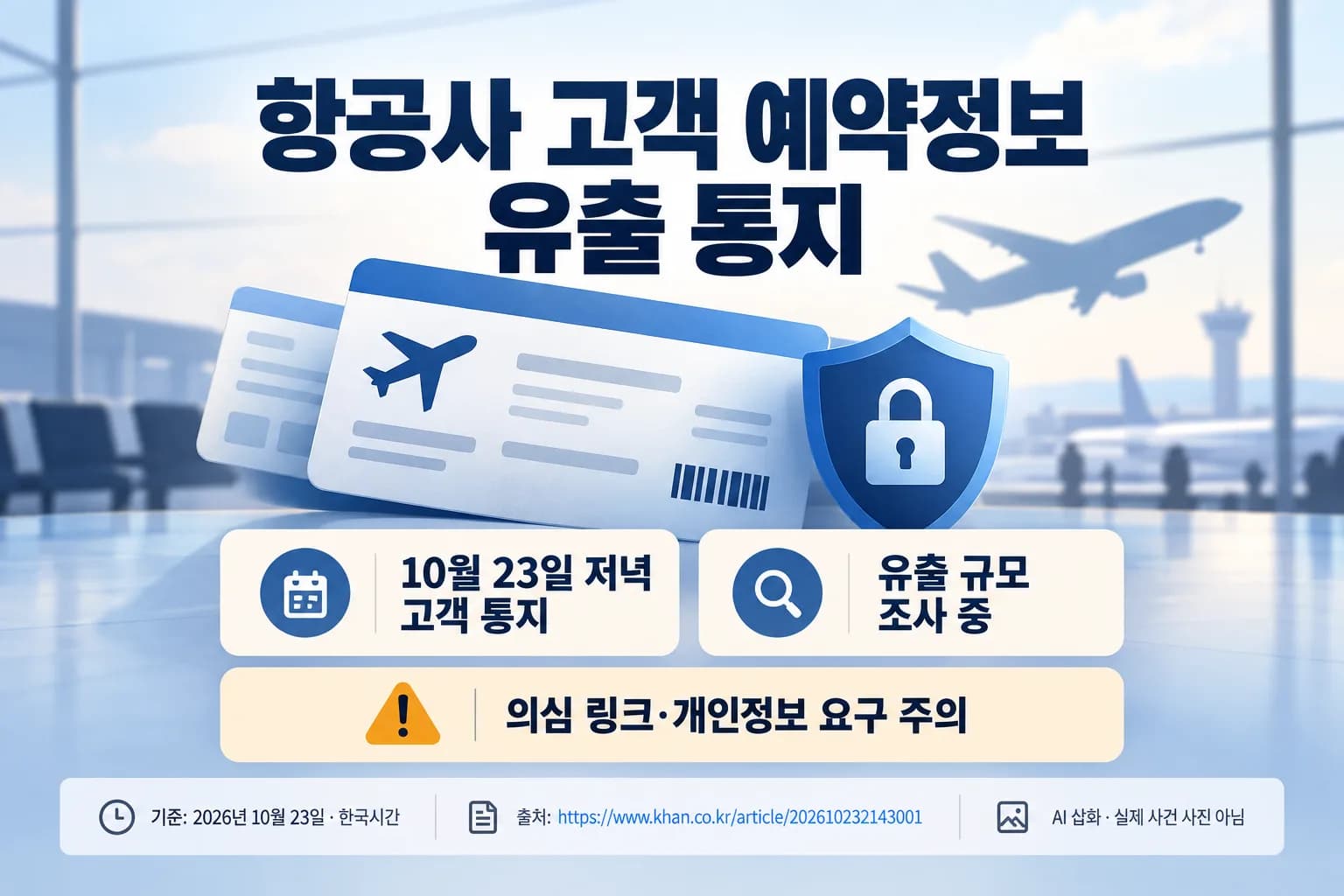 대한항공·아시아나 고객 예약정보 유출 통지…협력사 침해 규모 조사 중