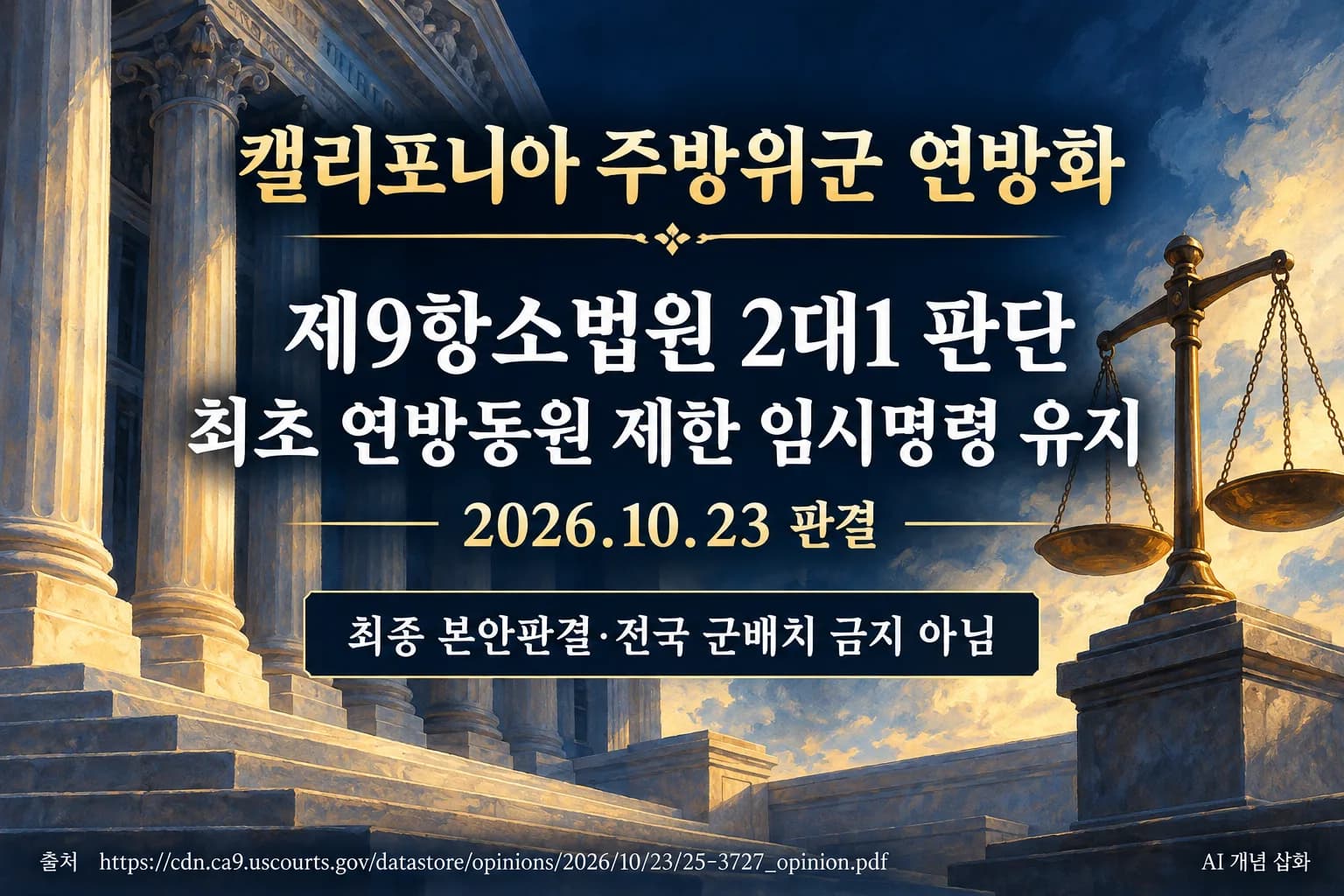 미 항소법원, 트럼프의 캘리포니아 주방위군 연방화 제동 유지
