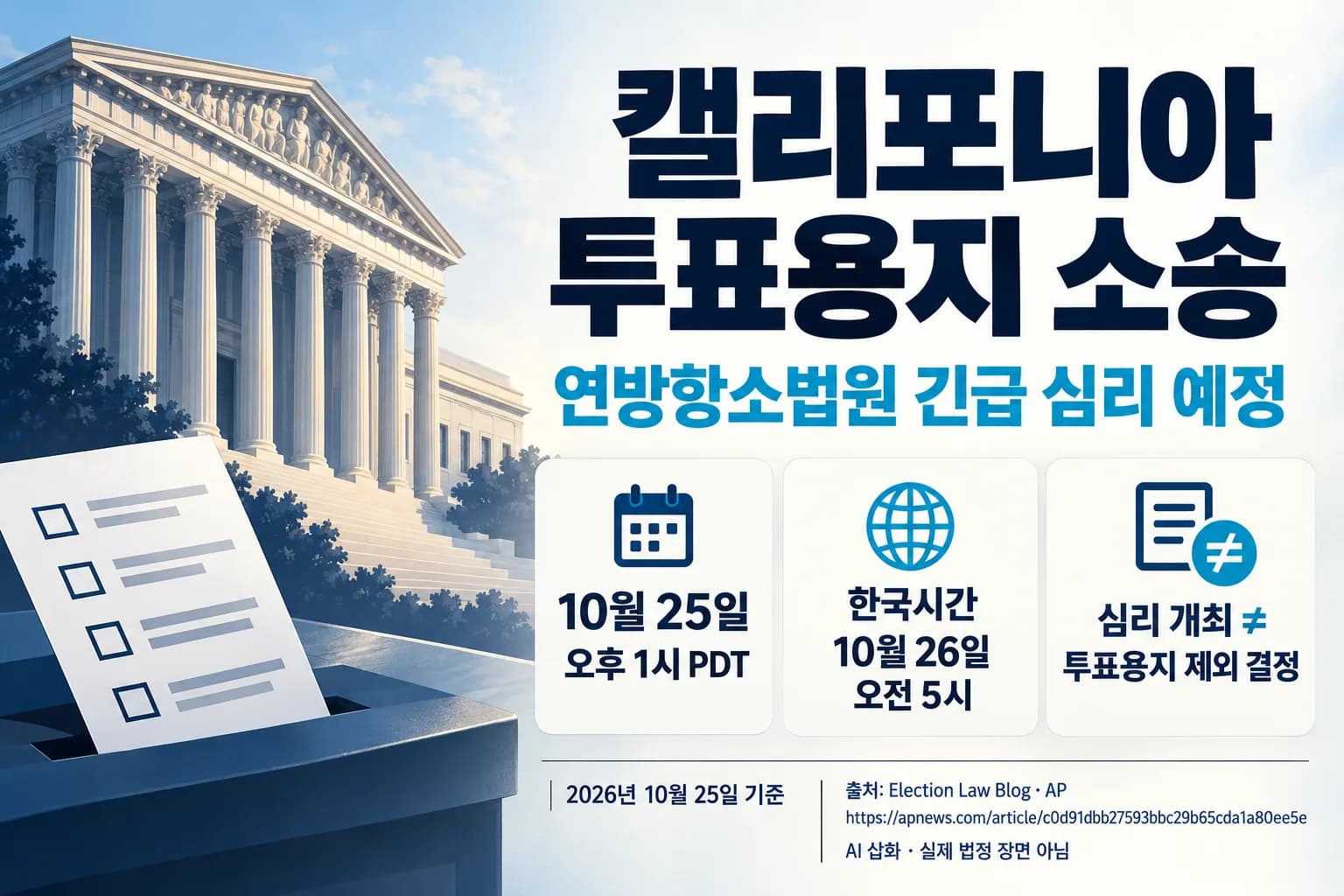 캘리포니아 투표용지 분리 요구, 25일 연방항소법원 긴급 심리