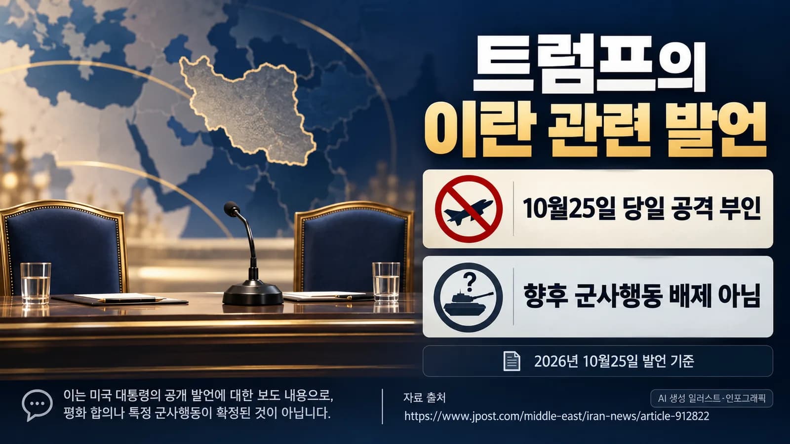 트럼프, 25일 이란 공격 없다고 밝혀…향후 군사행동 배제는 아냐