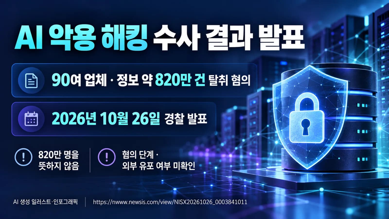 AI 악용 해킹 일당 검거 발표…90여 업체서 정보 820만 건 탈취 혐의