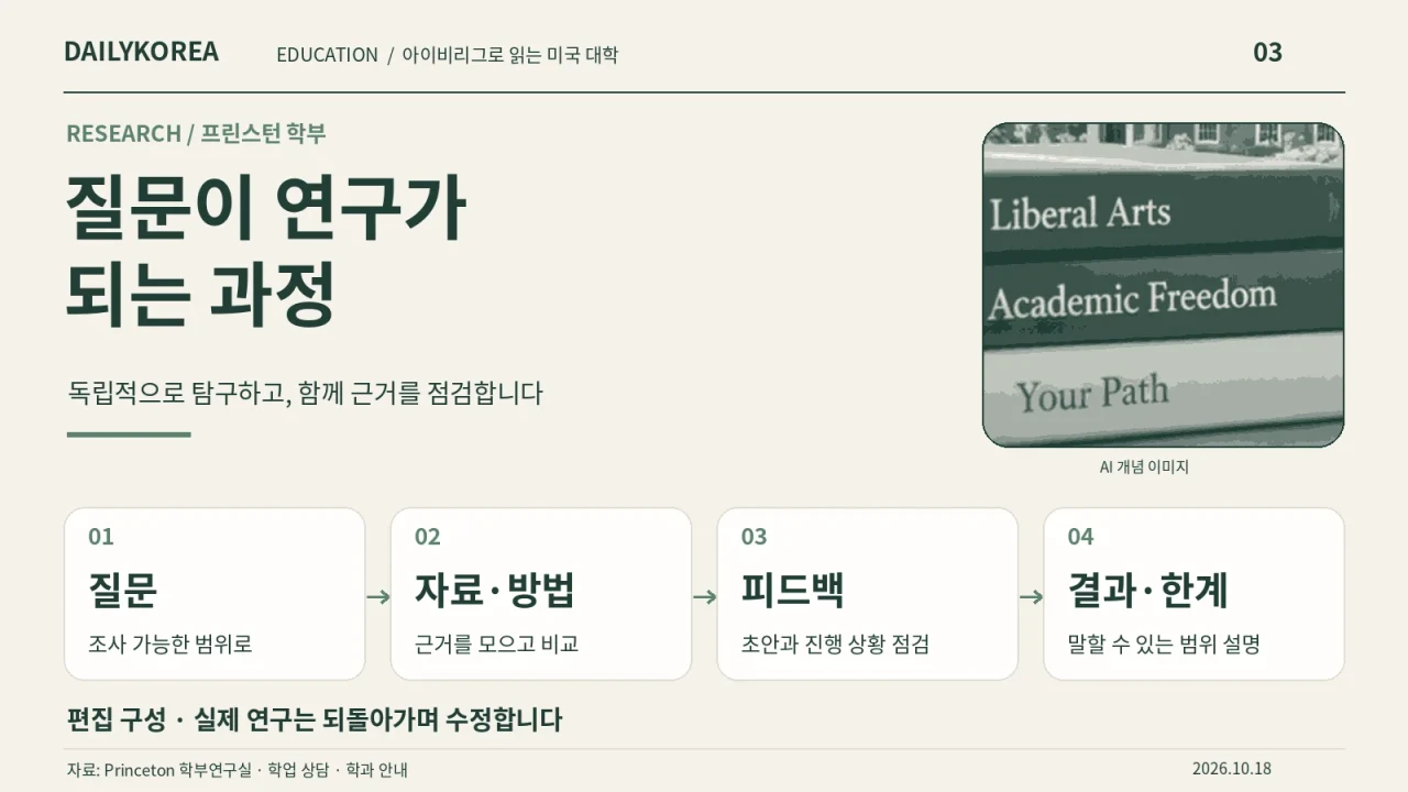 질문이 연구가 / 되는 과정 — 편집 구성 · 실제 연구는 되돌아가며 수정합니다