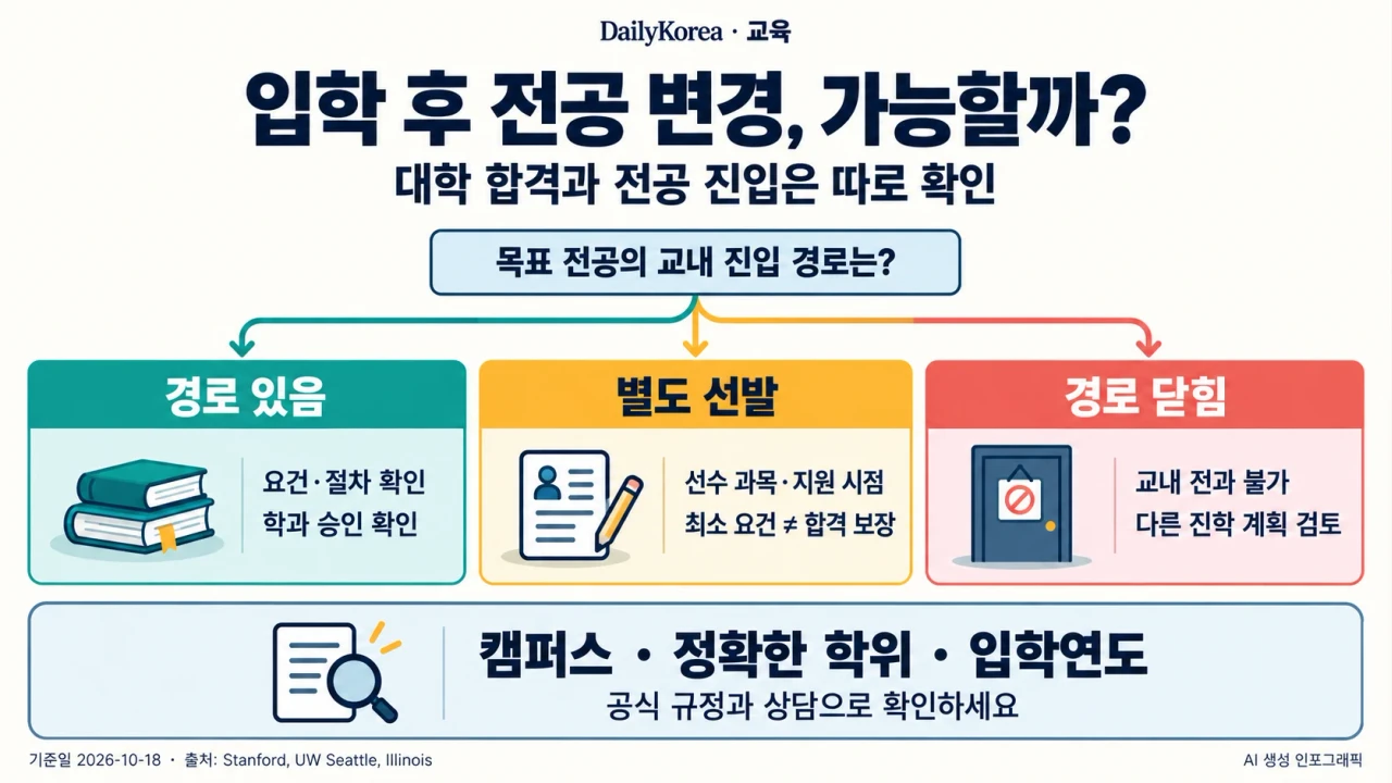 대학에 들어간 뒤 전공을 바꾸면 될까? 지원 전에 확인할 전공 선발과 전과 제한