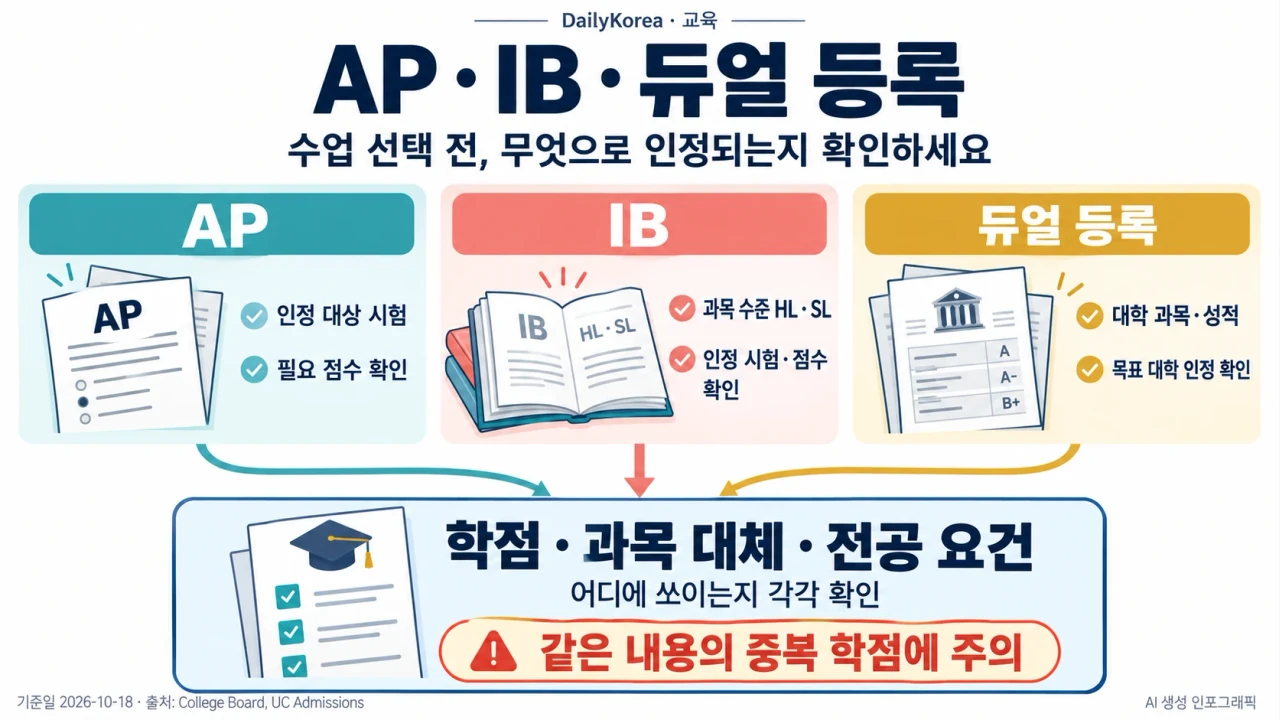 AP·IB·듀얼 등록, 무엇을 선택할까? 대학 학점 인정부터 확인하는 법